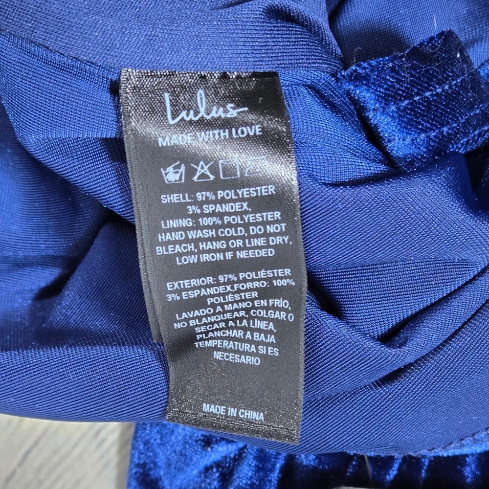 Lulus Masterfully Flirty Dark Blue Velvet Bustier Midi Dress Strapless Small - Picture 6 of 9